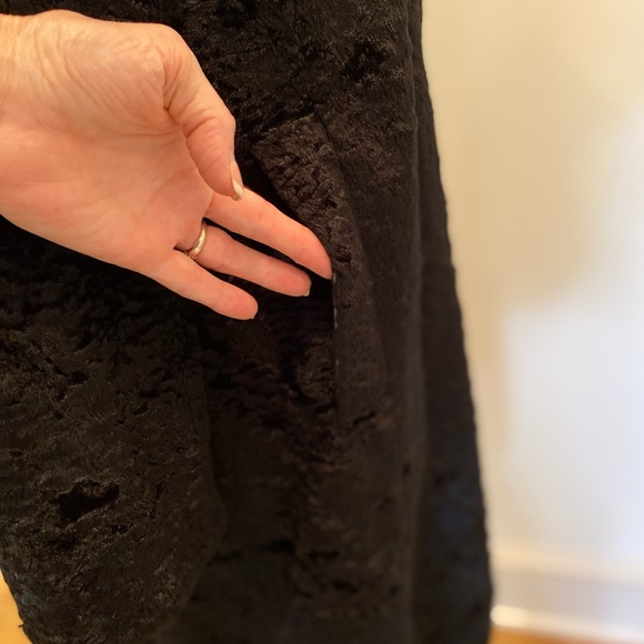 Gallery Womens Coat M Black Faux Persian Lamb Large Notch Collar - Picture 10 of 15